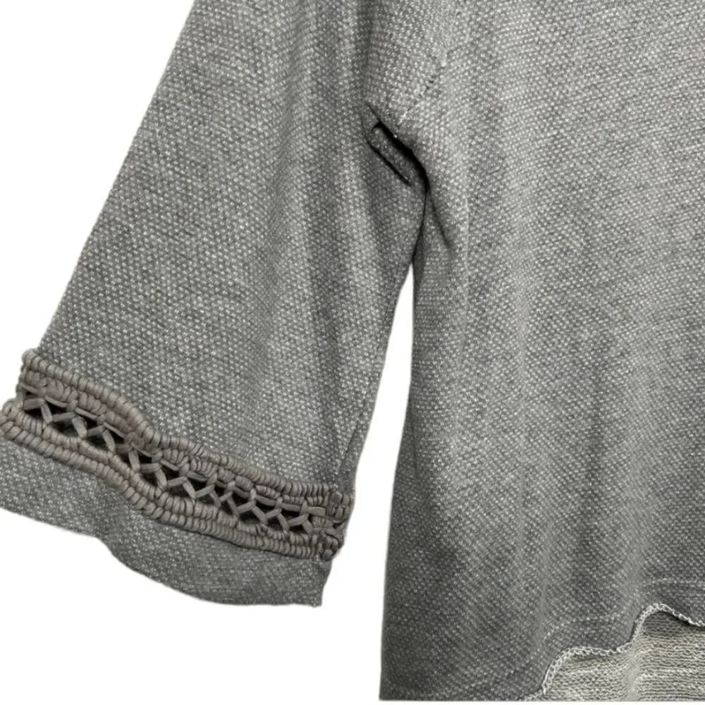 Free People Oversized Split Boatneck Bell Sleeve Crotchet Hi-Lo Raw Hem Thermal
